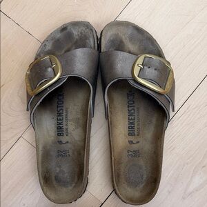 Birkenstock Brown Sandals with Gold Buckle